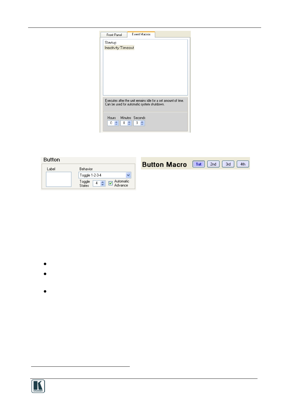 10 creating a macro, Creating a macro, Figure 24: event macros tab | Figure 25: using the toggle 1-2-3-4 behavior, Figure 24, Figure 25 | Kramer Electronics RC-8iR User Manual | Page 31 / 54