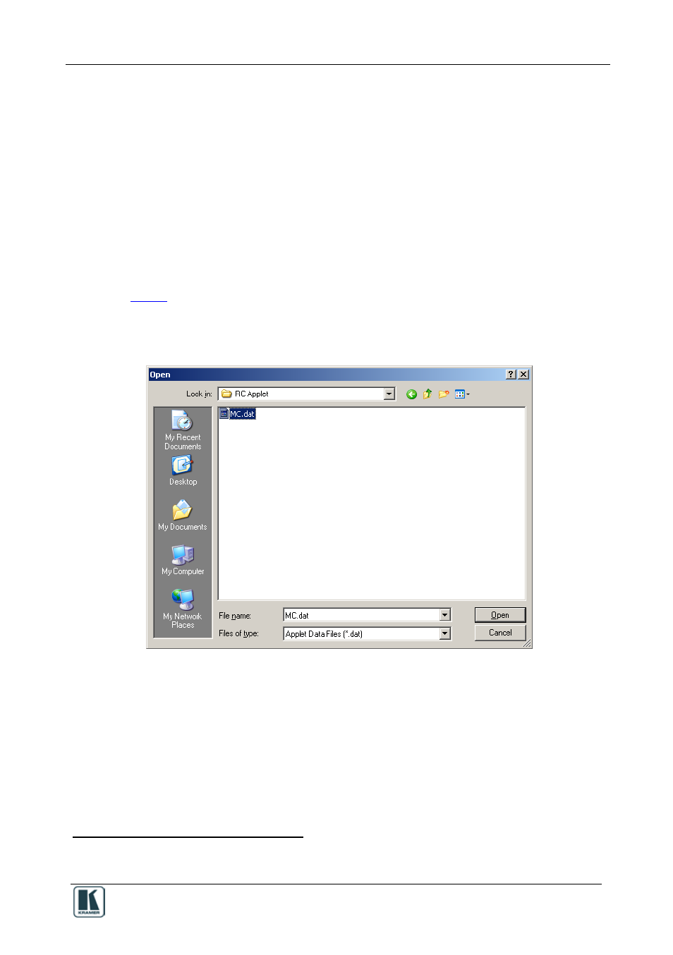 1 uploading the applet, Uploading the applet | Kramer Electronics RC-8iR User Manual | Page 53 / 54
