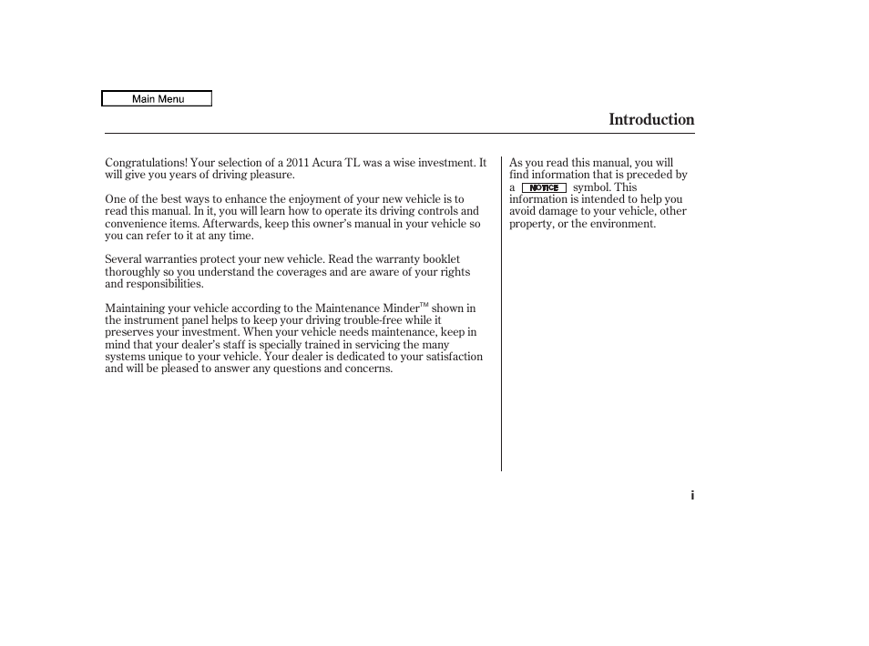 Acura 2011 TL User Manual | 614 pages