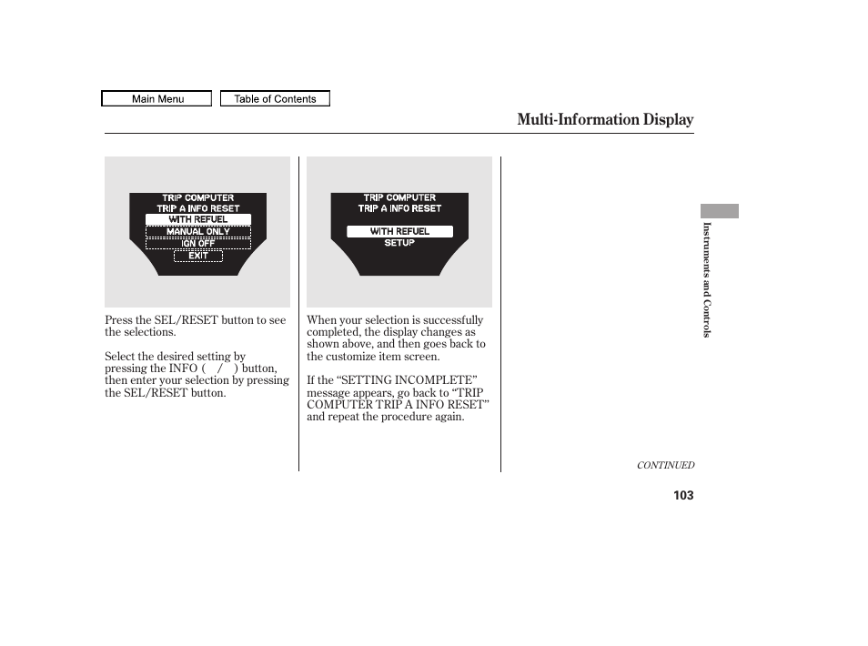 Multi-information display, 2011 tl | Acura 2011 TL User Manual | Page 106 / 614