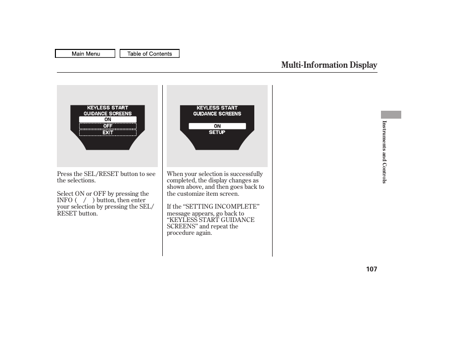 Multi-information display, 2011 tl | Acura 2011 TL User Manual | Page 110 / 614