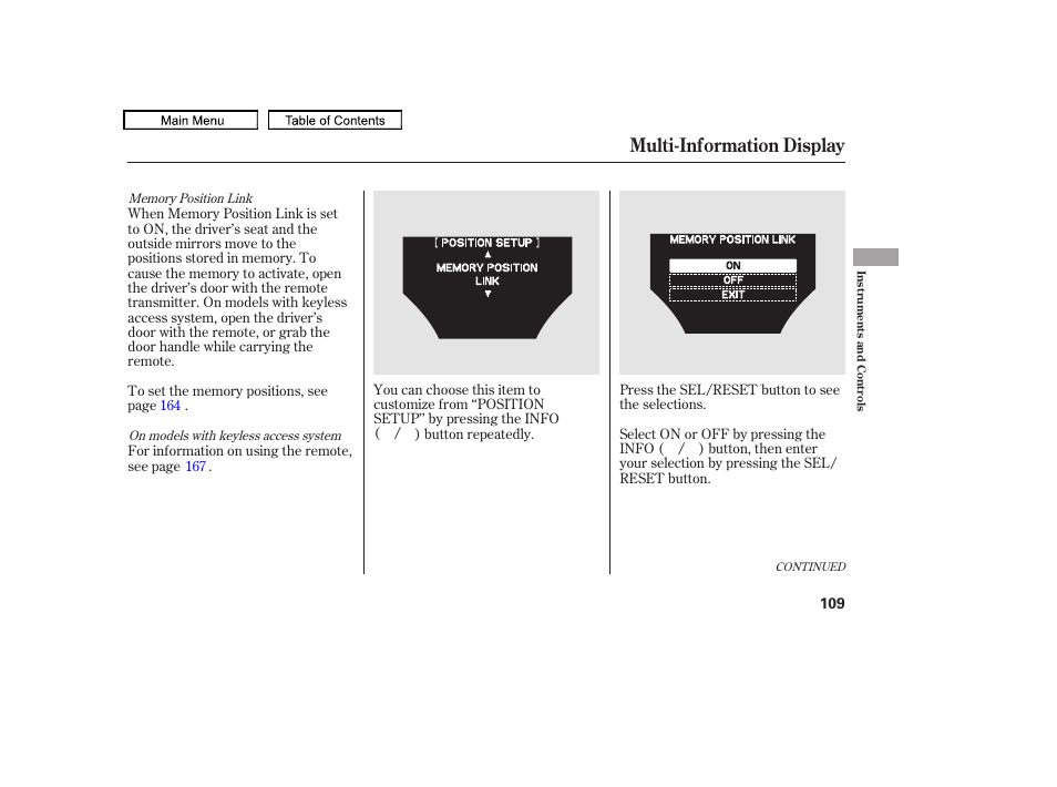 Multi-information display, 2011 tl | Acura 2011 TL User Manual | Page 112 / 614