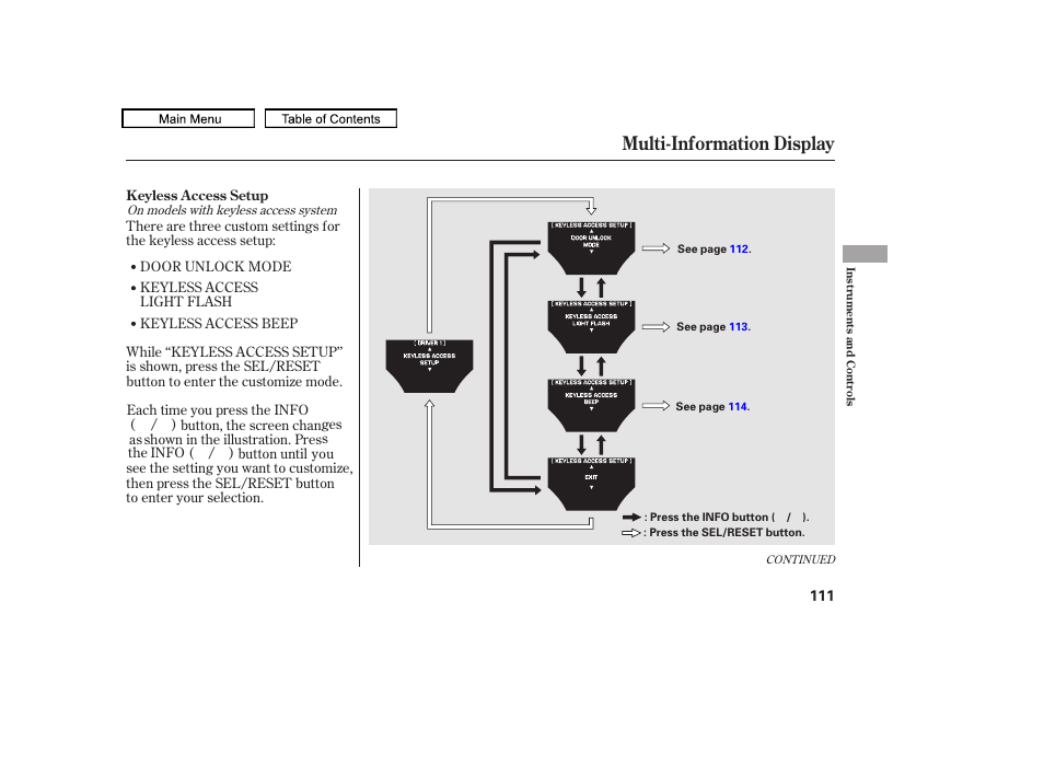 Multi-information display, 2011 tl | Acura 2011 TL User Manual | Page 114 / 614