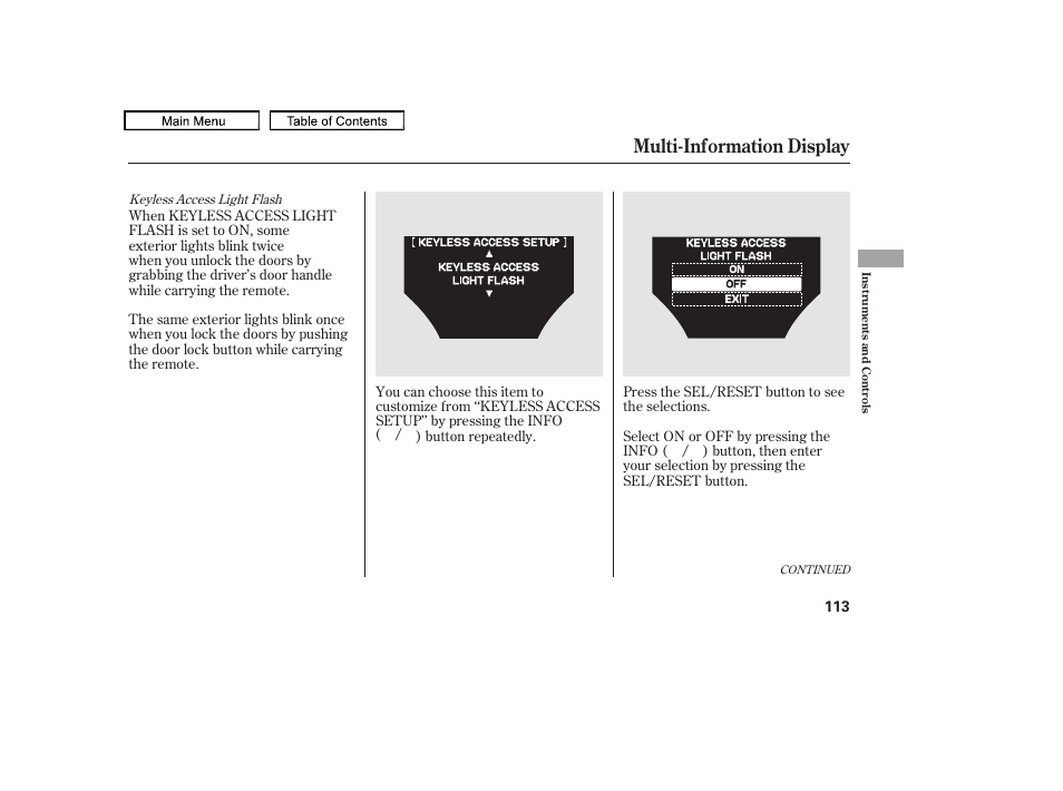 Multi-information display, 2011 tl | Acura 2011 TL User Manual | Page 116 / 614