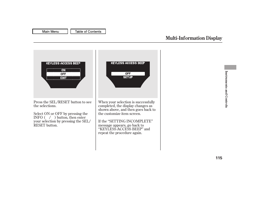 Multi-information display, 2011 tl | Acura 2011 TL User Manual | Page 118 / 614