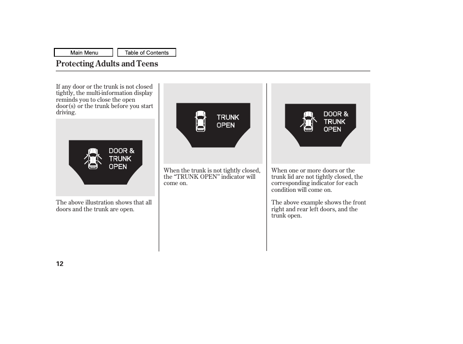 Protecting adults and teens | Acura 2011 TL User Manual | Page 15 / 614