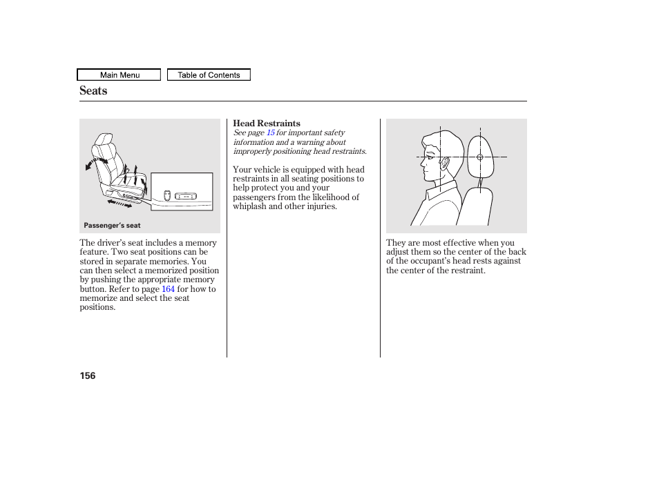 Seats | Acura 2011 TL User Manual | Page 159 / 614