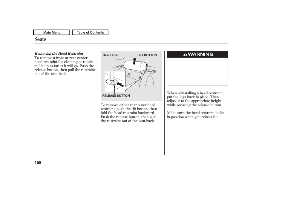 Seats | Acura 2011 TL User Manual | Page 161 / 614