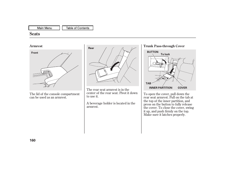 Seats | Acura 2011 TL User Manual | Page 163 / 614