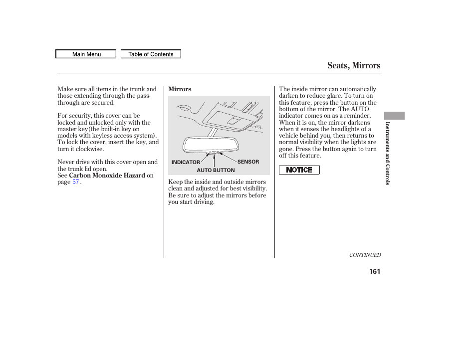 Seats, mirrors, 2011 tl | Acura 2011 TL User Manual | Page 164 / 614