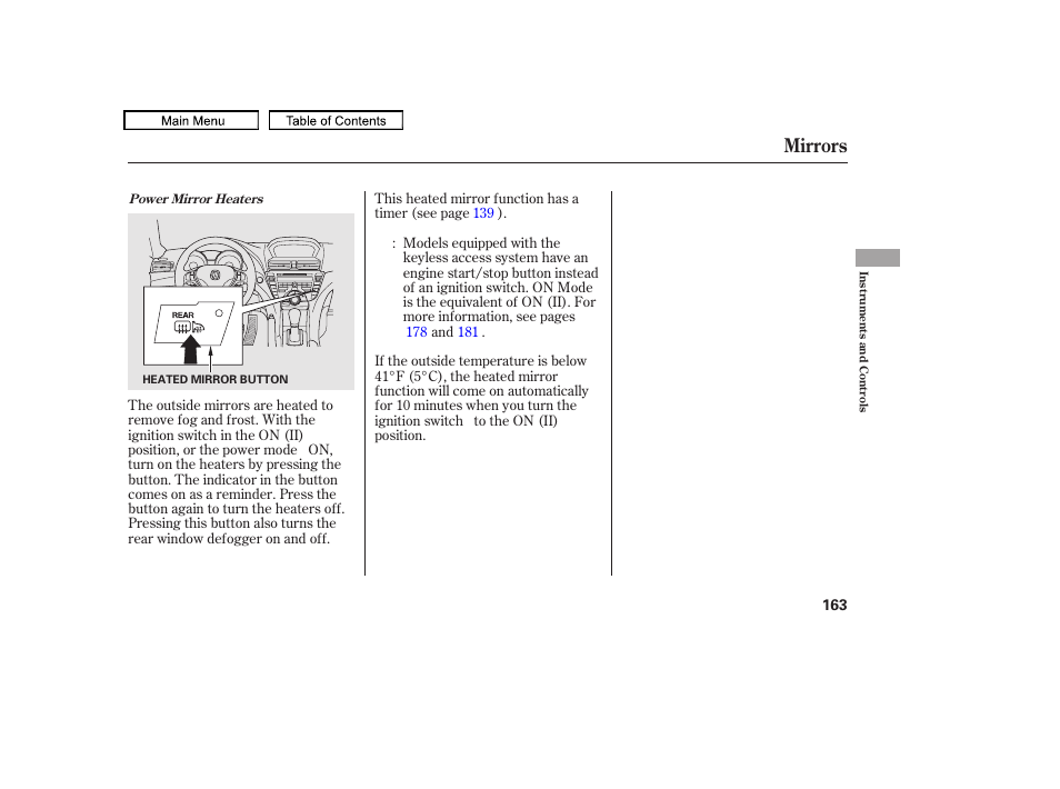 Mirrors, 2011 tl | Acura 2011 TL User Manual | Page 166 / 614