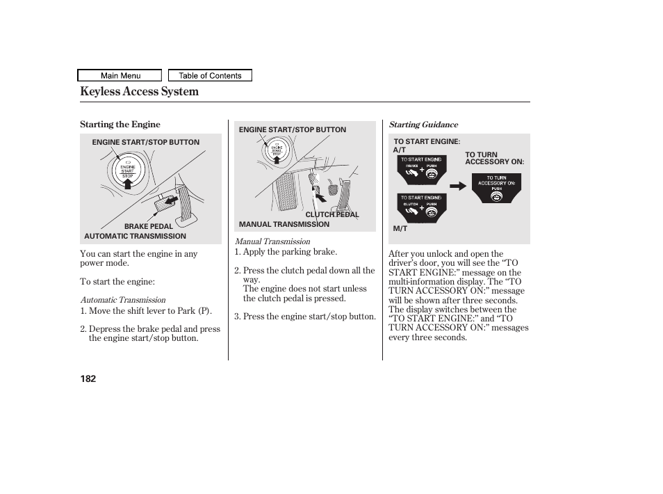 Keyless access system, 2011 tl | Acura 2011 TL User Manual | Page 185 / 614