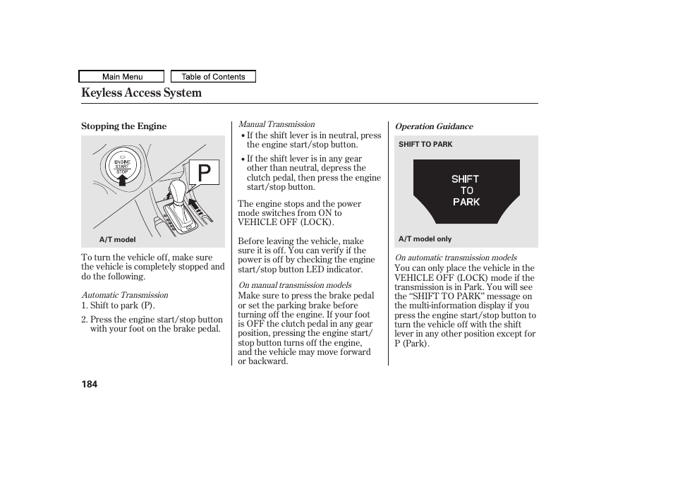 Keyless access system | Acura 2011 TL User Manual | Page 187 / 614