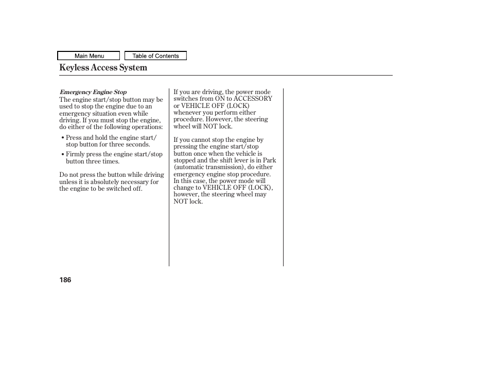 Keyless access system | Acura 2011 TL User Manual | Page 189 / 614