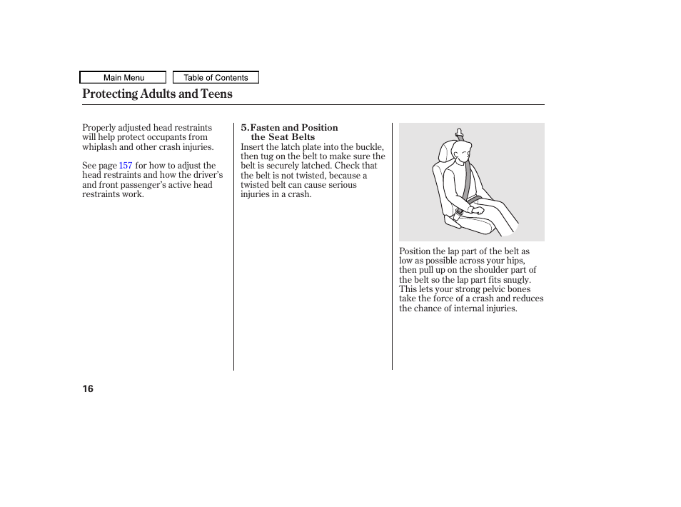 Protecting adults and teens | Acura 2011 TL User Manual | Page 19 / 614