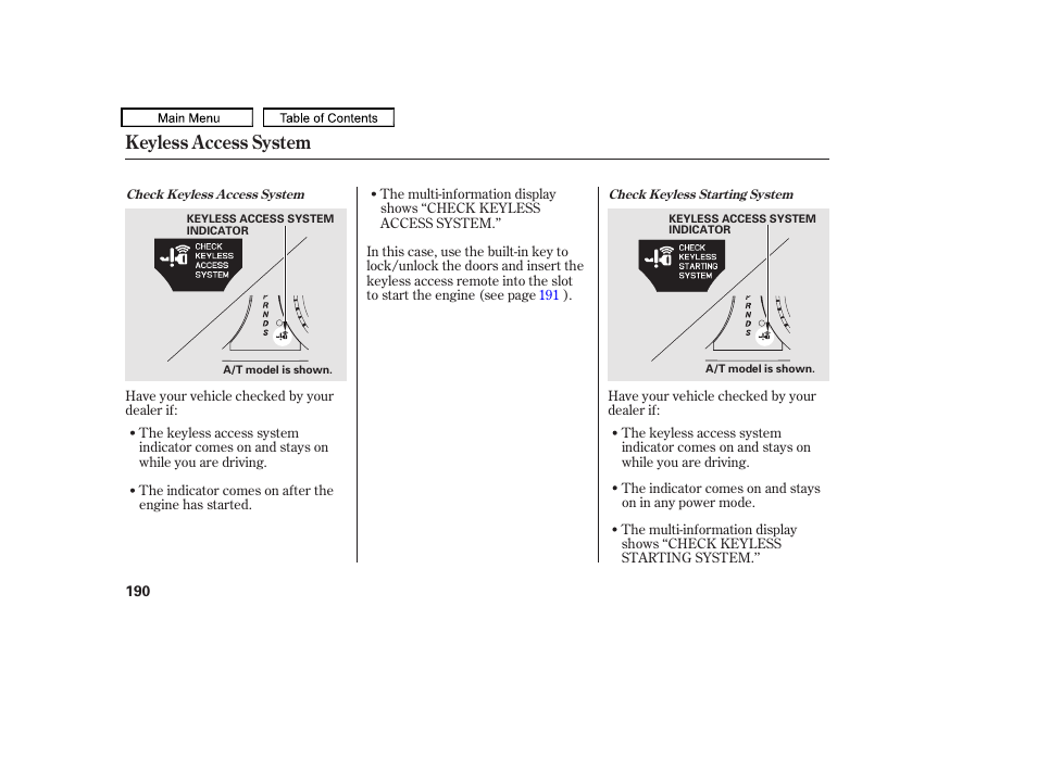 Keyless access system | Acura 2011 TL User Manual | Page 193 / 614