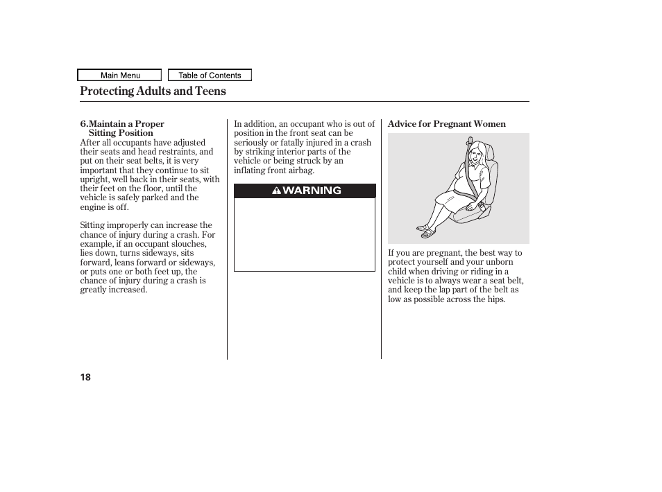 Protecting adults and teens | Acura 2011 TL User Manual | Page 21 / 614