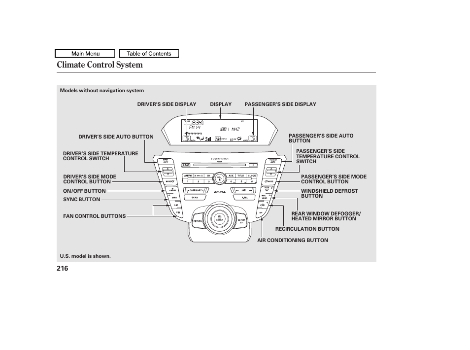 Climate control system, 2011 tl | Acura 2011 TL User Manual | Page 219 / 614