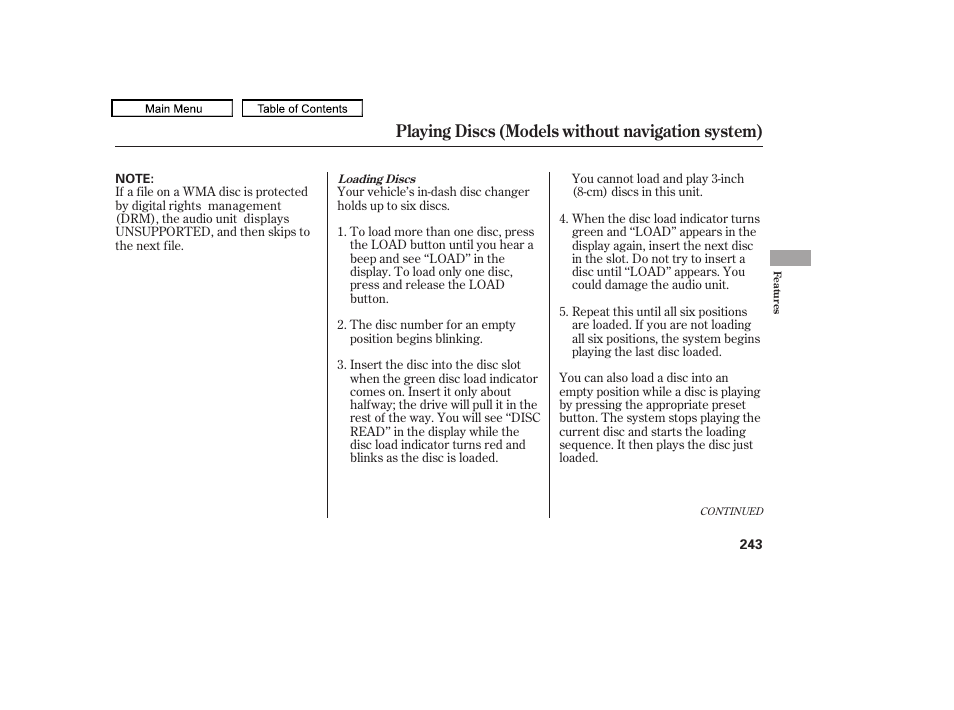 Playing discs (models without navigation system) | Acura 2011 TL User Manual | Page 246 / 614