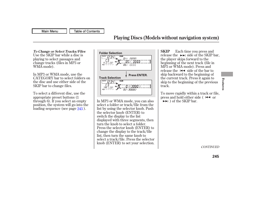 Playing discs (models without navigation system) | Acura 2011 TL User Manual | Page 248 / 614