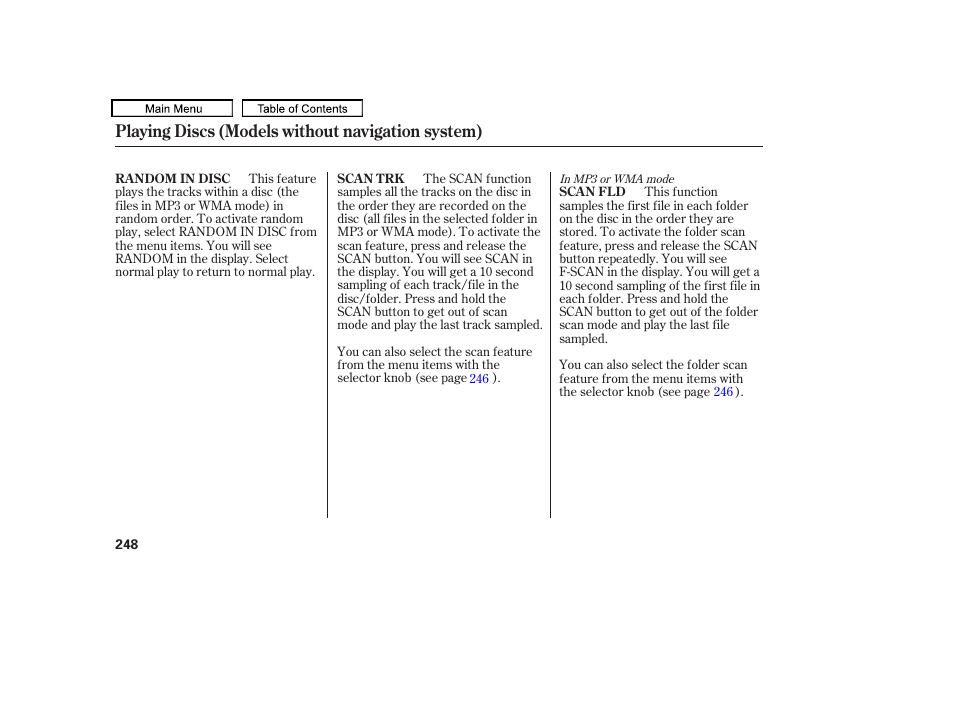 Playing discs (models without navigation system) | Acura 2011 TL User Manual | Page 251 / 614