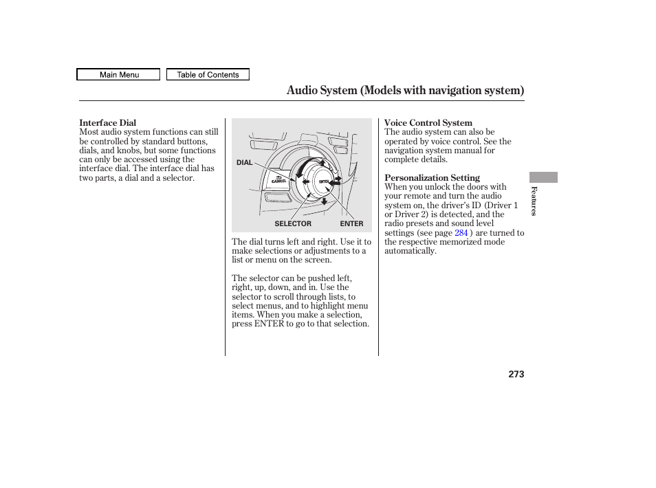 Audio system (models with navigation system) | Acura 2011 TL User Manual | Page 276 / 614