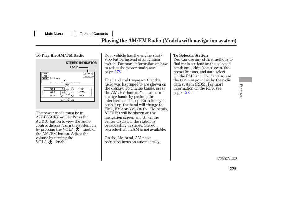 Acura 2011 TL User Manual | Page 278 / 614