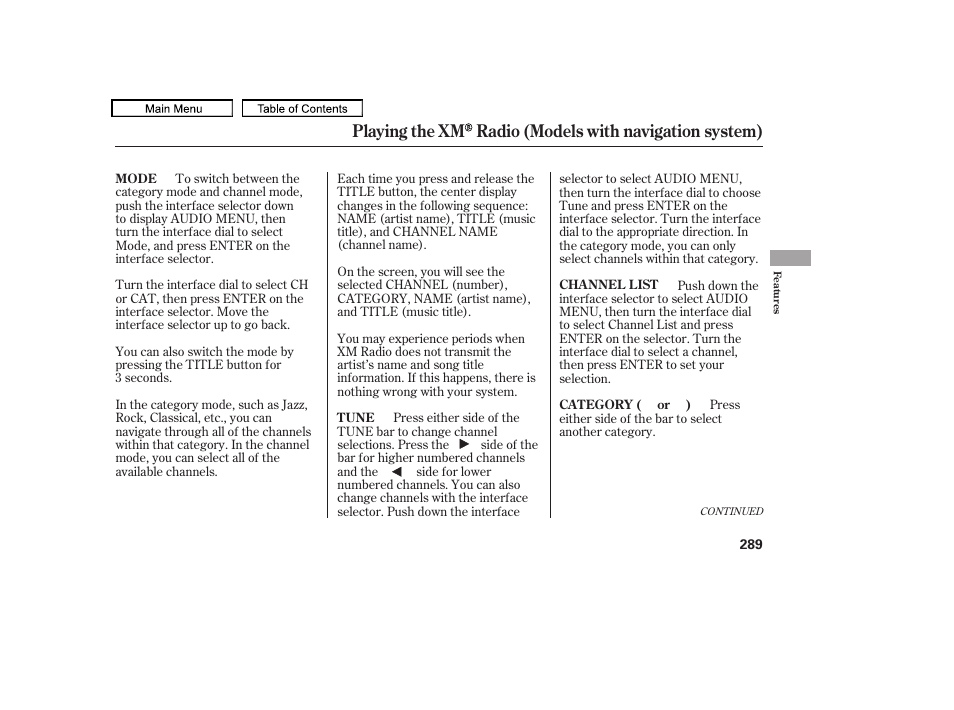 Acura 2011 TL User Manual | Page 292 / 614