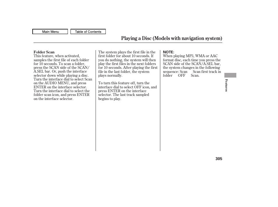 Playing a disc (models with navigation system) | Acura 2011 TL User Manual | Page 308 / 614