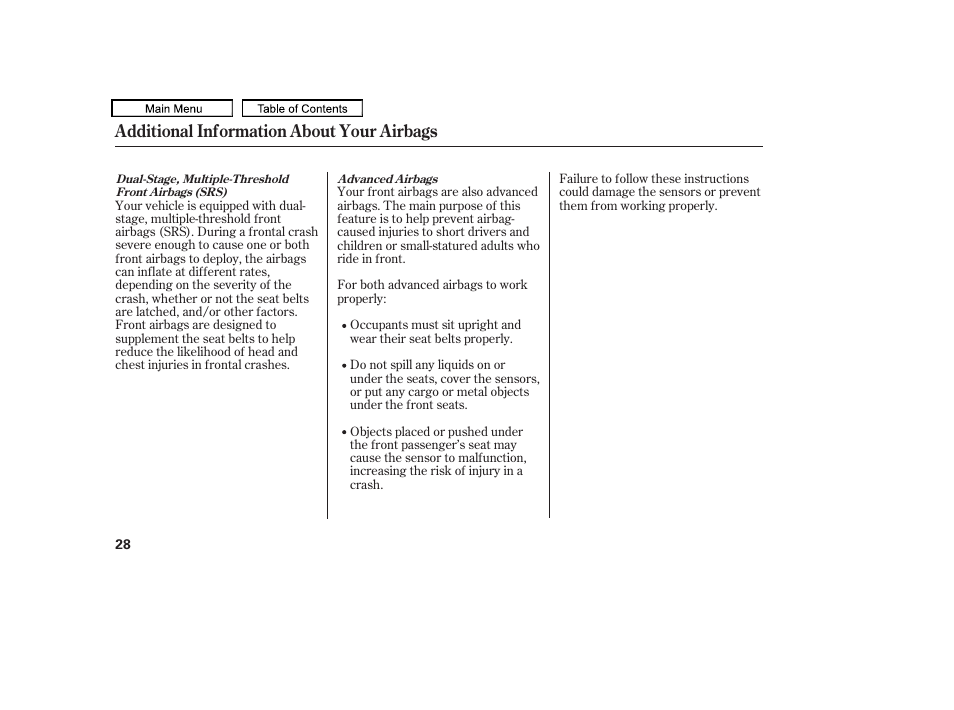 Additional information about your airbags | Acura 2011 TL User Manual | Page 31 / 614