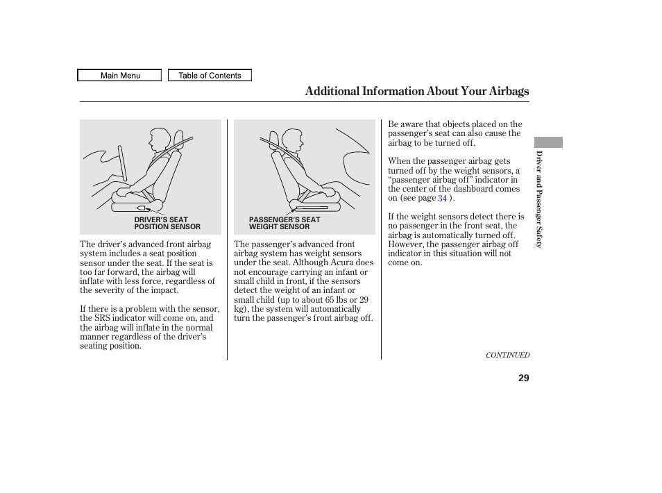 Additional information about your airbags, 2011 tl | Acura 2011 TL User Manual | Page 32 / 614