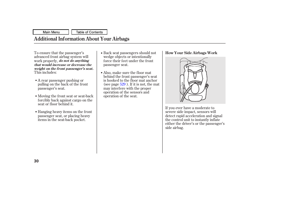 Additional information about your airbags | Acura 2011 TL User Manual | Page 33 / 614