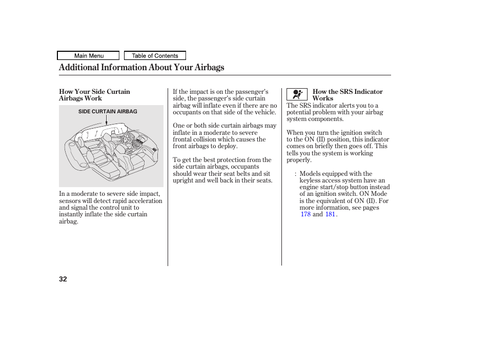 Additional information about your airbags | Acura 2011 TL User Manual | Page 35 / 614