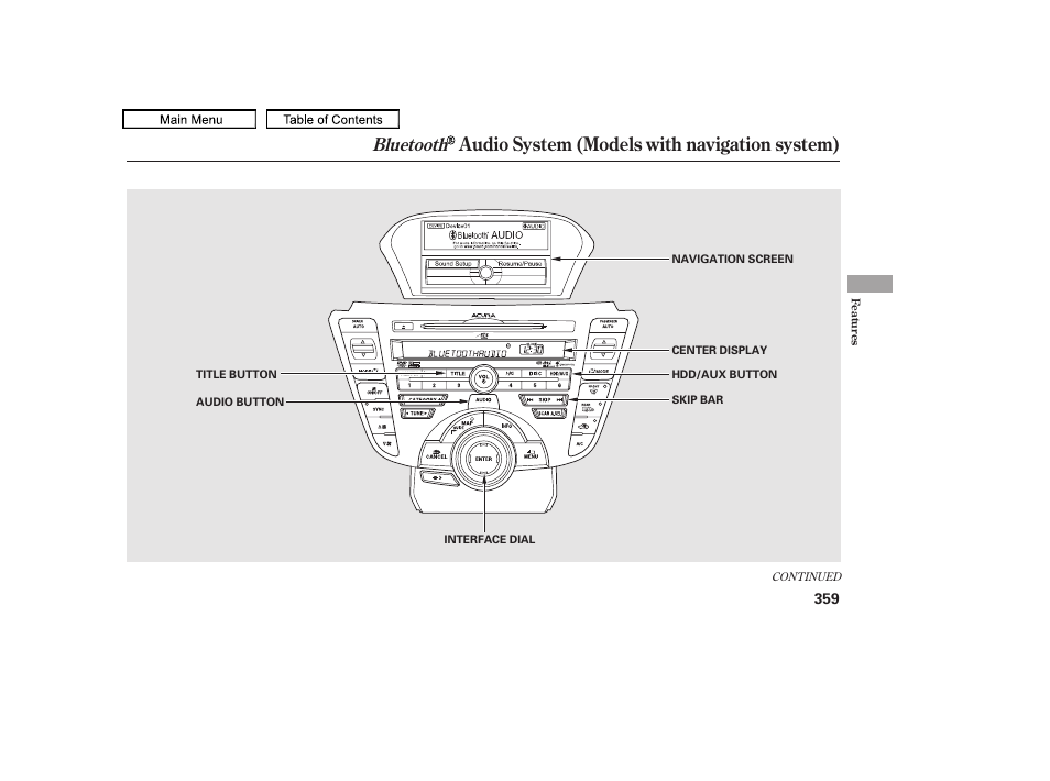 Audio system (models with navigation system), Bluetooth, 2011 tl | Acura 2011 TL User Manual | Page 362 / 614