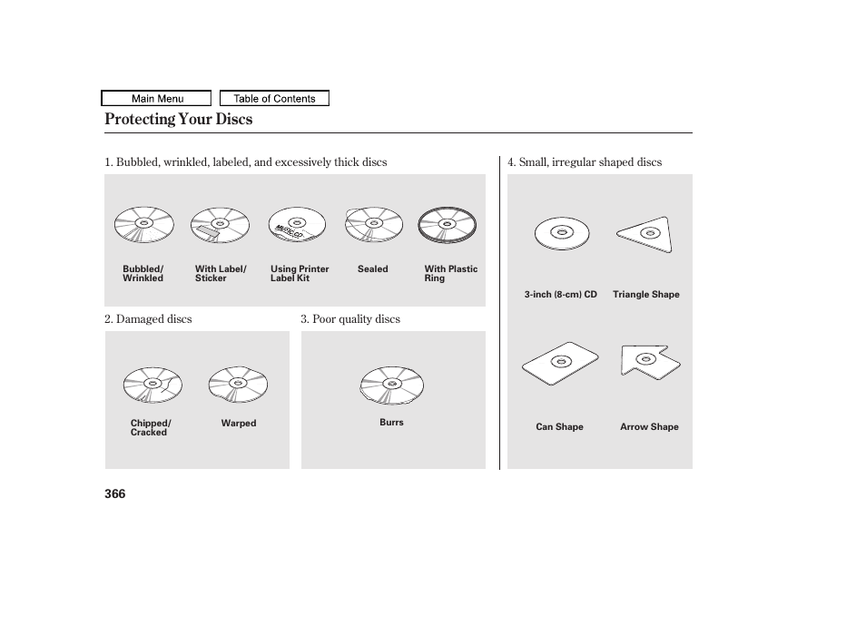 Protecting your discs, 2011 tl | Acura 2011 TL User Manual | Page 369 / 614