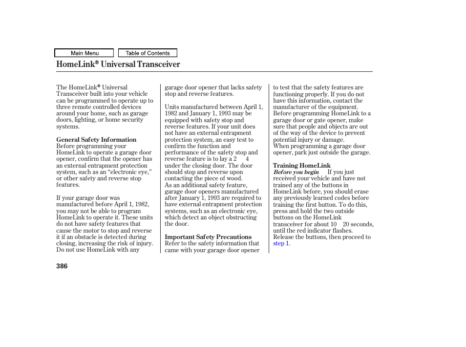 Homelink universal transceiver | Acura 2011 TL User Manual | Page 389 / 614