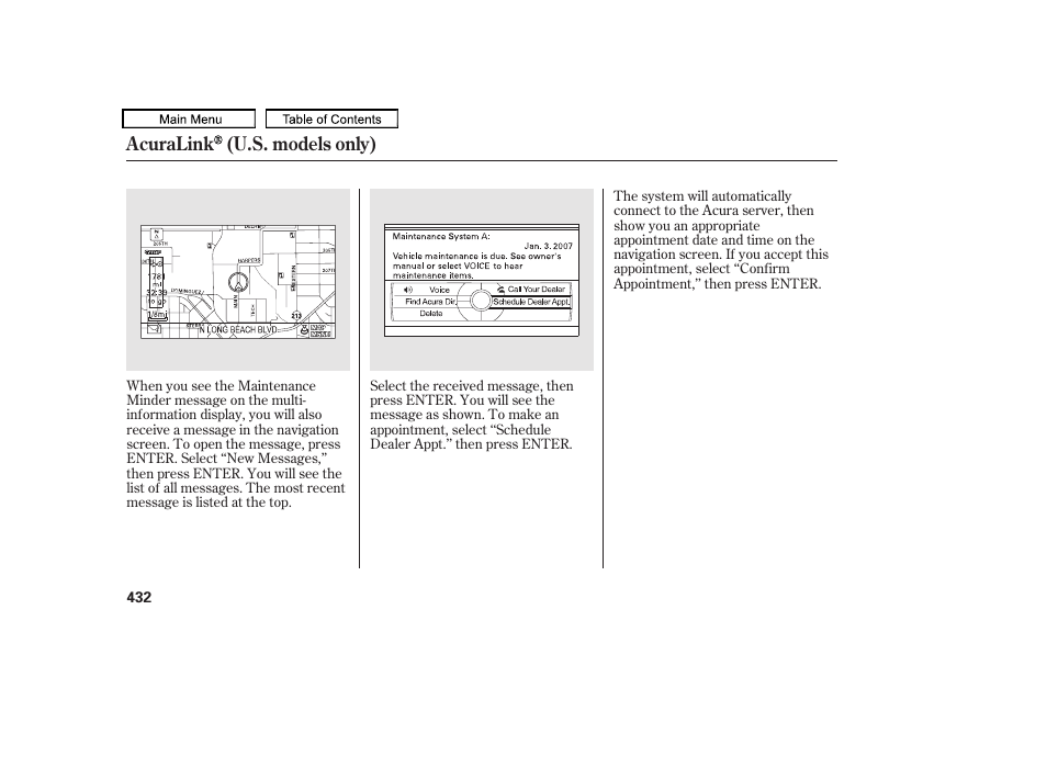 Acuralink (u.s. models only) | Acura 2011 TL User Manual | Page 435 / 614