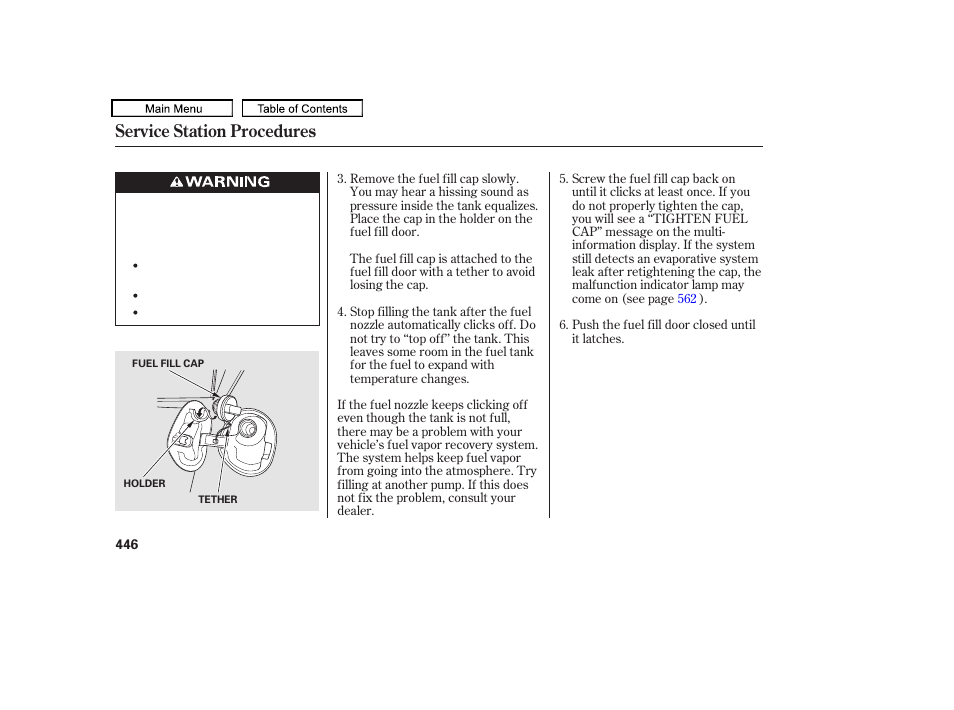 Service station procedures | Acura 2011 TL User Manual | Page 449 / 614