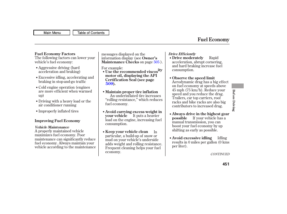 Fuel economy | Acura 2011 TL User Manual | Page 454 / 614