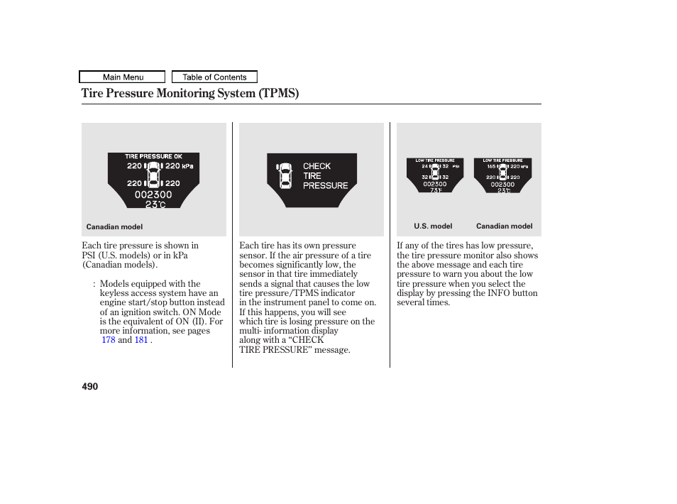 Tire pressure monitoring system (tpms) | Acura 2011 TL User Manual | Page 493 / 614