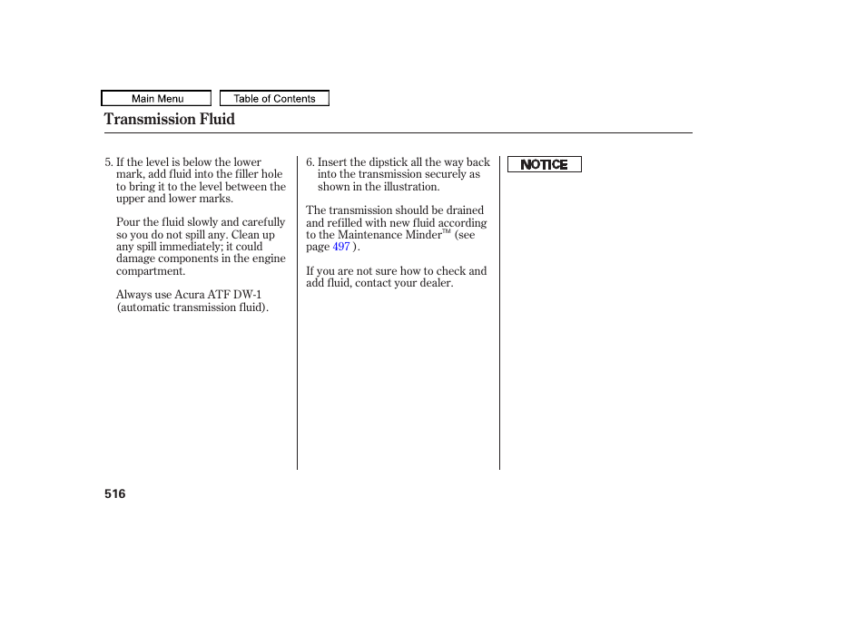 Transmission fluid | Acura 2011 TL User Manual | Page 519 / 614