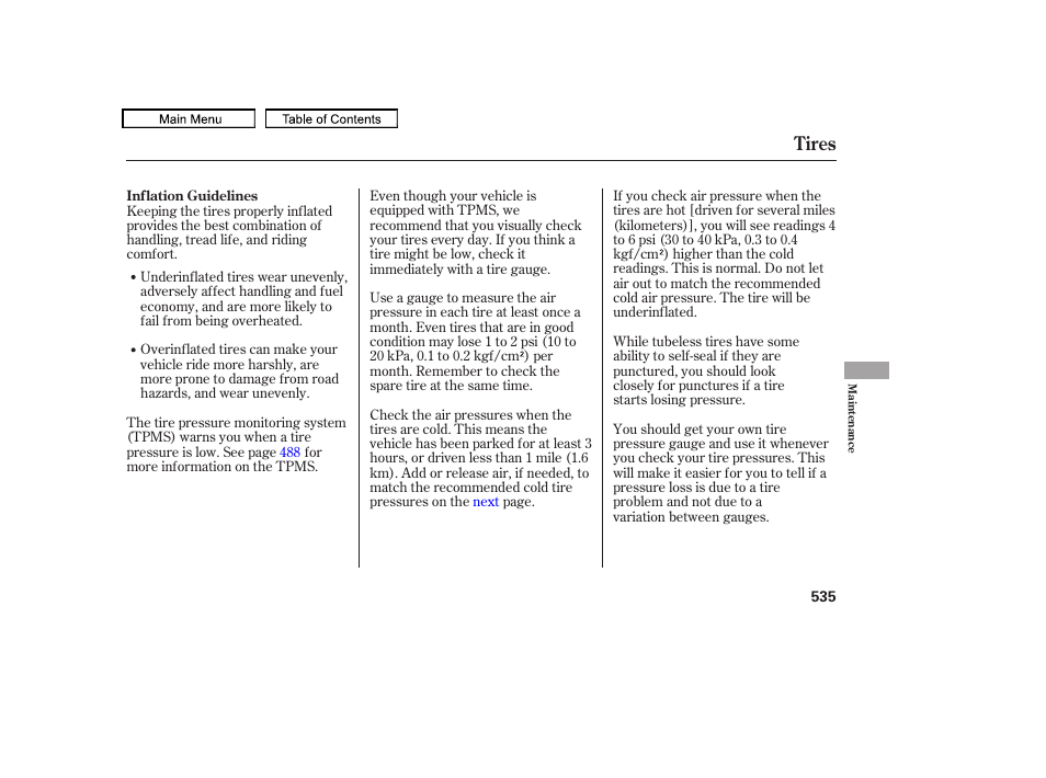 Tires | Acura 2011 TL User Manual | Page 538 / 614