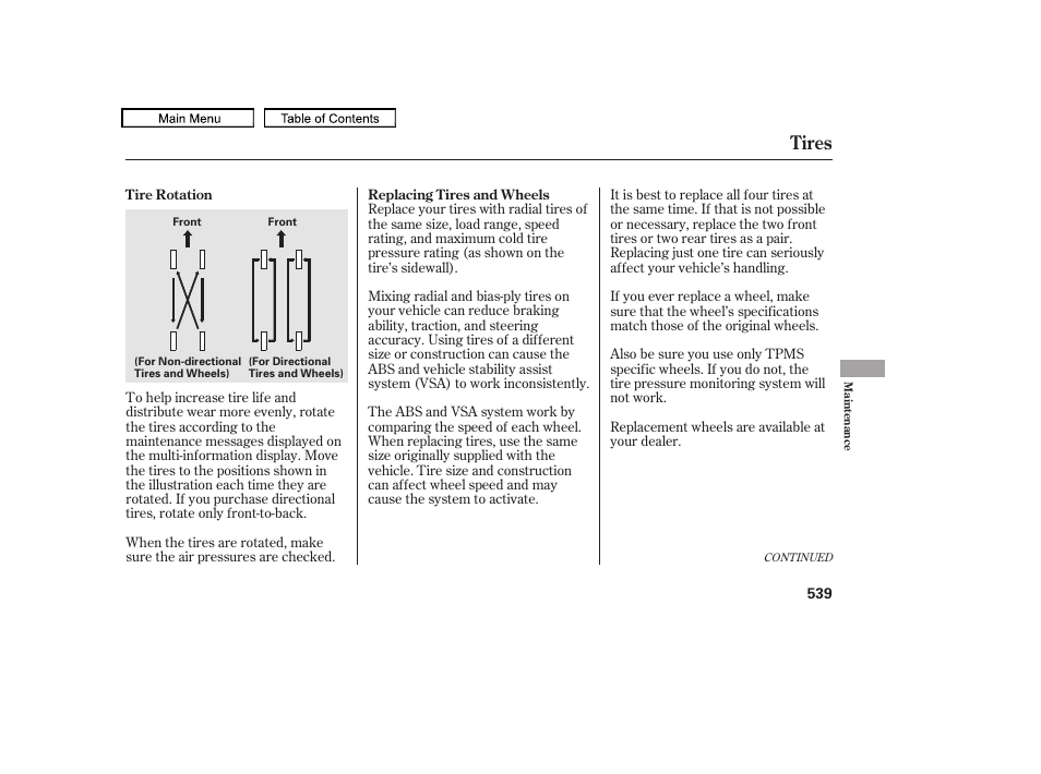 Tires | Acura 2011 TL User Manual | Page 542 / 614