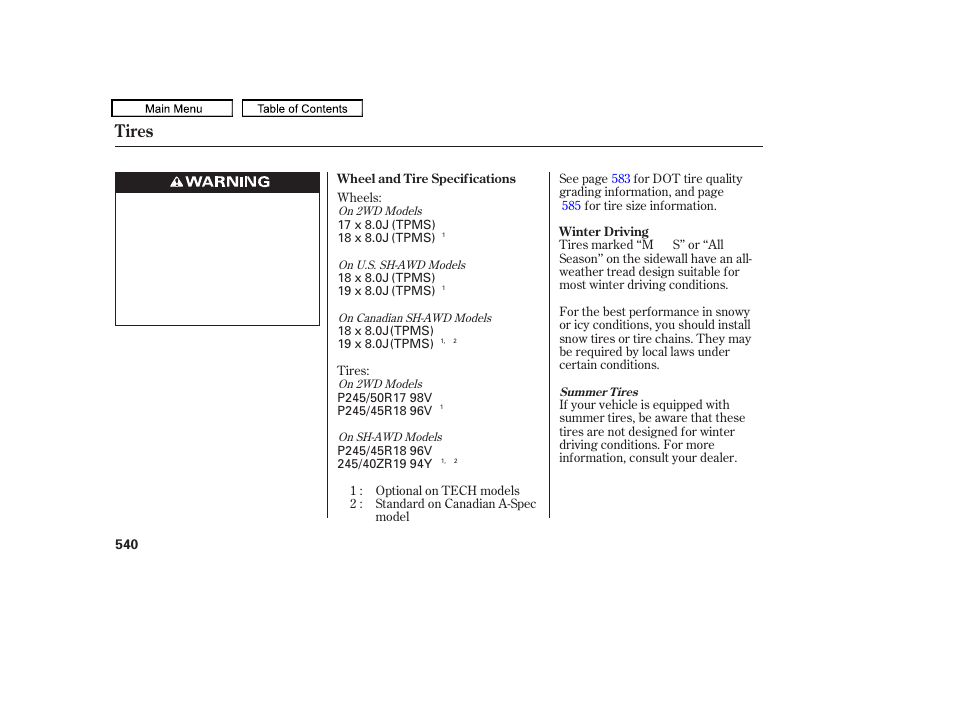 Tires, 2011 tl | Acura 2011 TL User Manual | Page 543 / 614