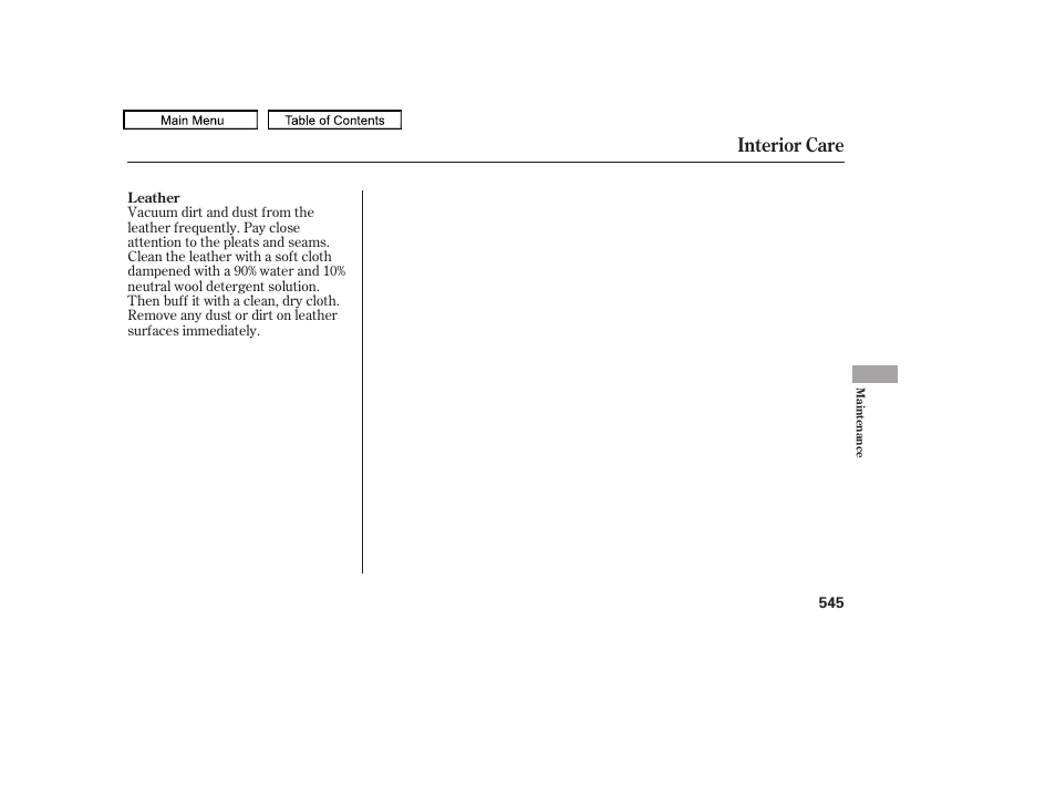 Interior care | Acura 2011 TL User Manual | Page 548 / 614