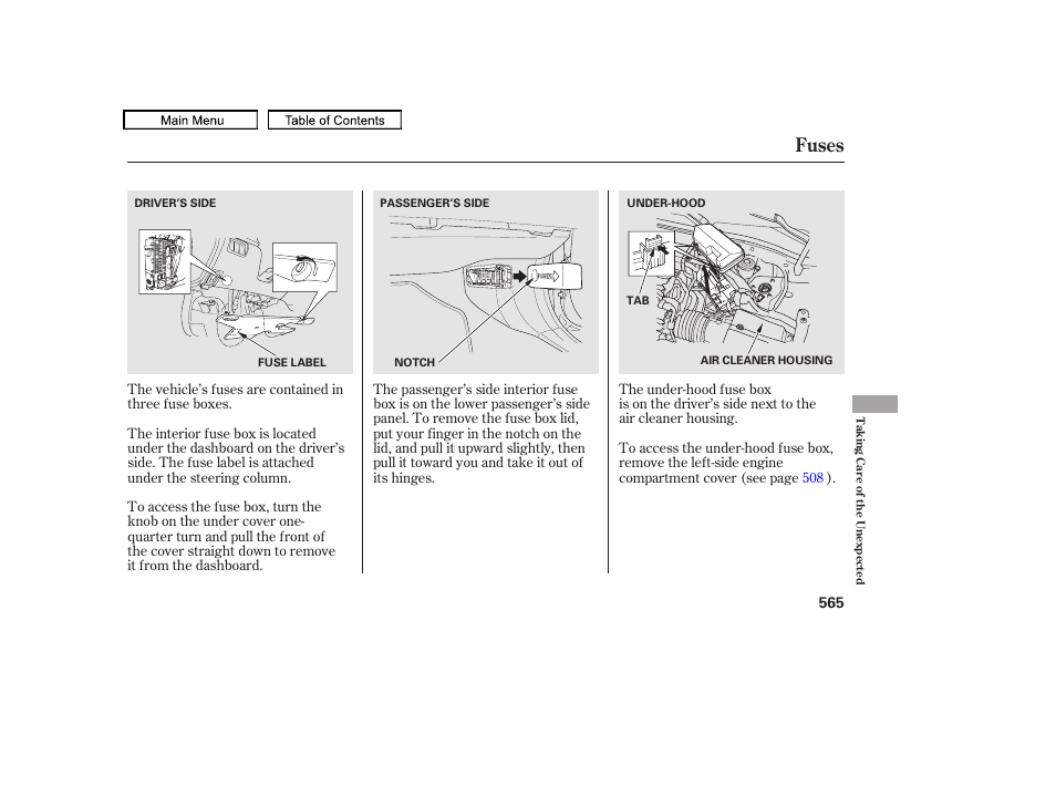 Fuses, 2011 tl | Acura 2011 TL User Manual | Page 568 / 614