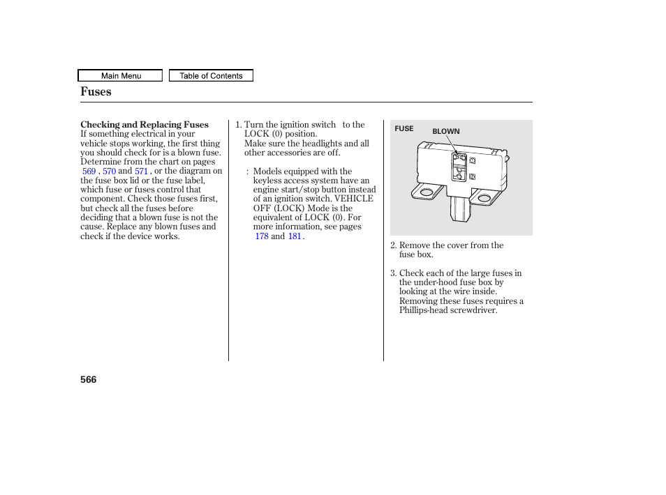 Fuses | Acura 2011 TL User Manual | Page 569 / 614