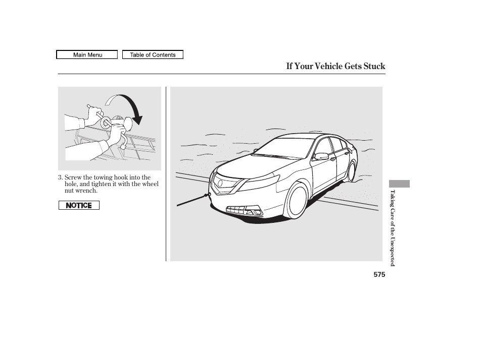 If your vehicle gets stuck, 2011 tl | Acura 2011 TL User Manual | Page 578 / 614