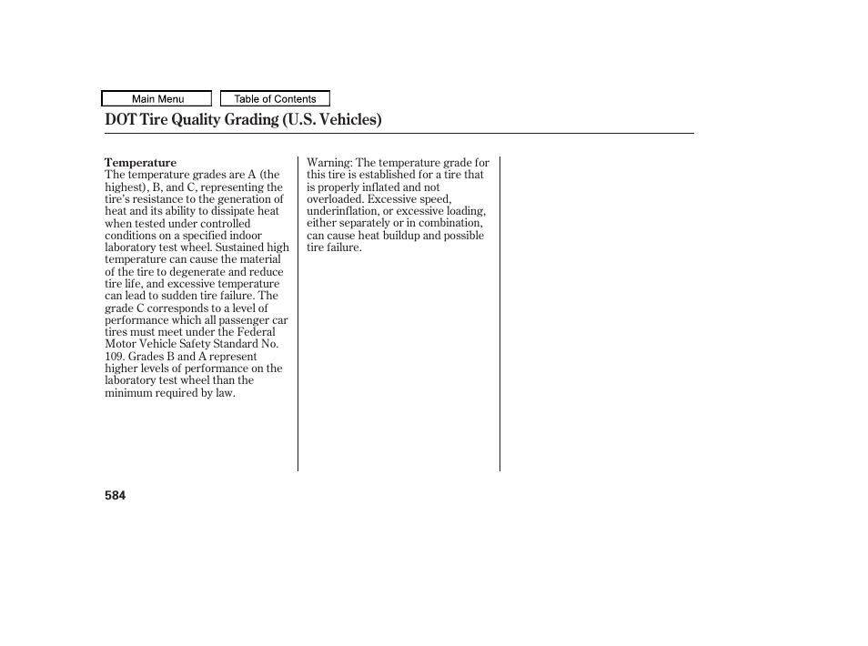 Dot tire quality grading (u.s. vehicles) | Acura 2011 TL User Manual | Page 587 / 614