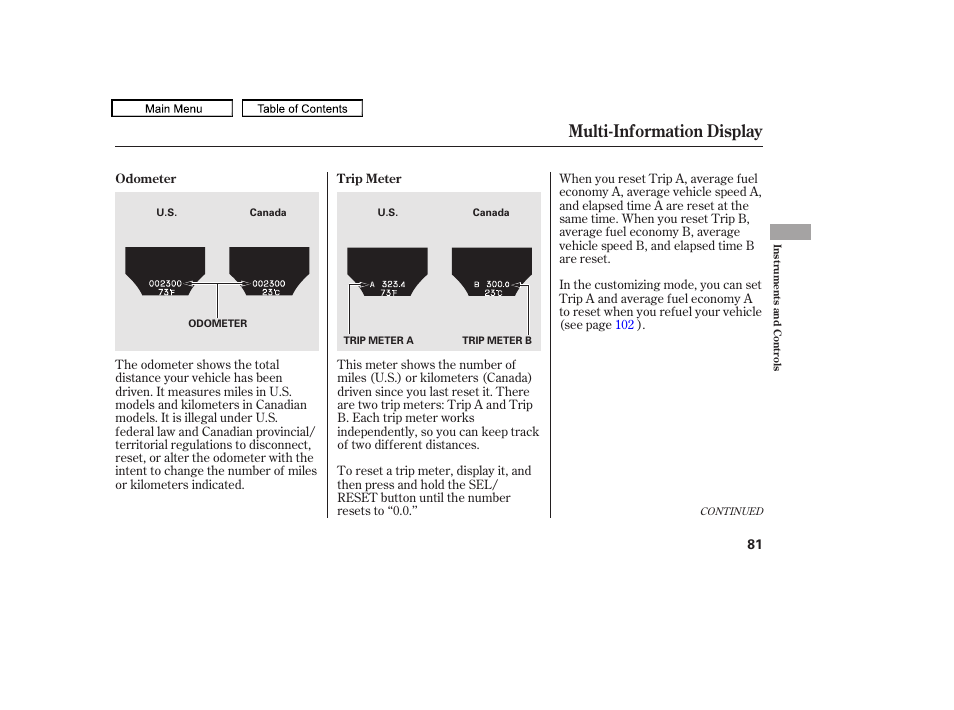 Multi-information display, 2011 tl | Acura 2011 TL User Manual | Page 84 / 614